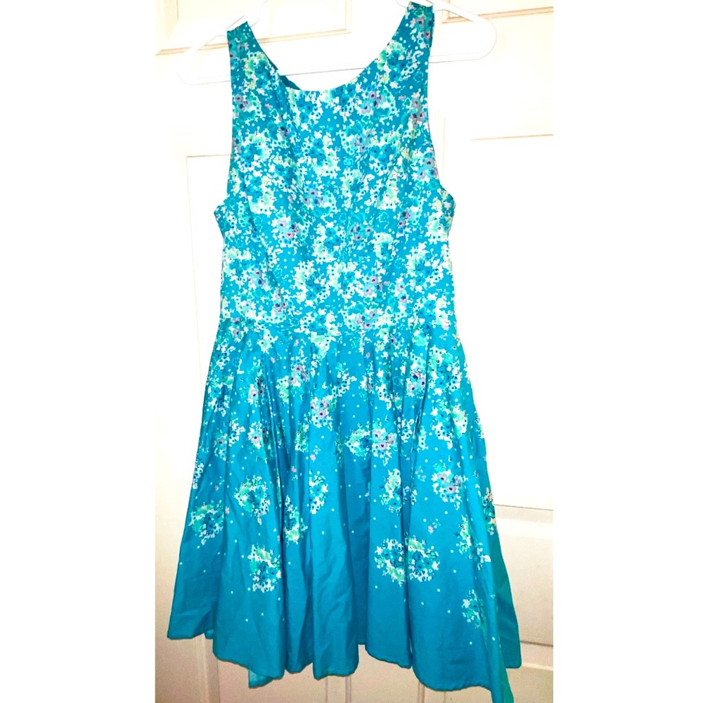 Lauren Conrad Green Floral Pleated Dress